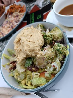 Vegan salad bowl at The Wild Oak Cafe in Llanidloes