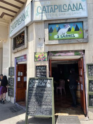 Outside  at Catapilcana Vegana in Santiago