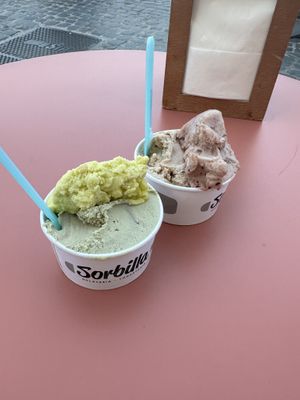 melón verde y pistacho/ higo y avellana blanca  at Sorbilla in Terni