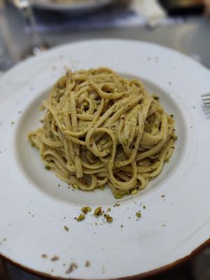 Pistachio pesto pasta at Kappos Etsi in Aegina