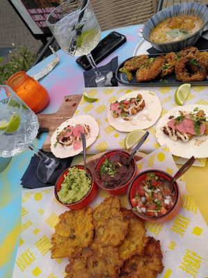 Plantain, cauliflower taco, calamari and soup at Taboe Bar & Keuken in Zwolle