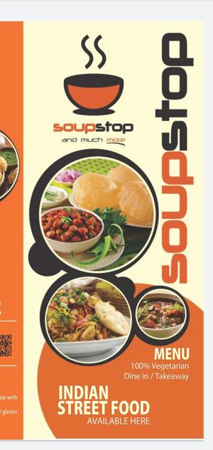 Front of menu at The Soup Stop in Hobart