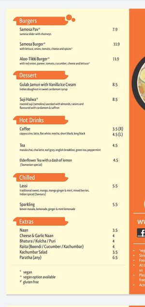 Drink menu at The Soup Stop in Hobart