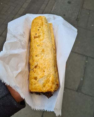 Vegan sausage roll at Lisboa Pastelaria in Dublin