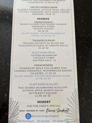 Dinner menu  at Mango Haus in Bakersfield
