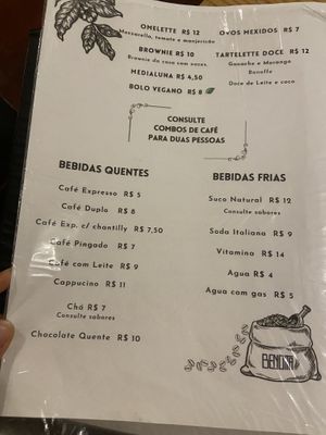 Menu  at Bendita Bar Gastronomico in Arraial Do Cabo