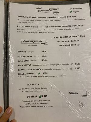 Menu  at Bendita Bar Gastronomico in Arraial Do Cabo