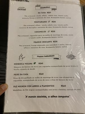 Menu  at Bendita Bar Gastronomico in Arraial Do Cabo