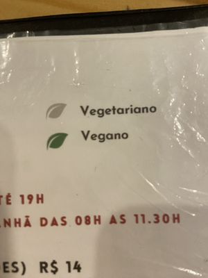 Vegan/vegetarian identifiers   at Bendita Bar Gastronomico in Arraial Do Cabo