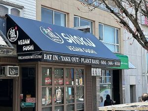 outside at Vegan Shoku in Vancouver