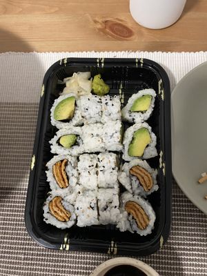 Inari and avocado rolls  at Vegan Shoku in Vancouver