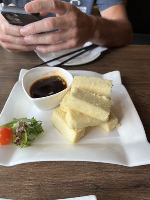 Spicy tofu appetizer   at Vegan Shoku in Vancouver