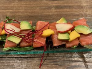 Salmon sashimi  #Veganuary at Vegan Shoku in Vancouver