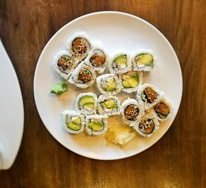 Avocado Cream Cheese Roll & Teriyaki Roll at Vegan Shoku in Vancouver
