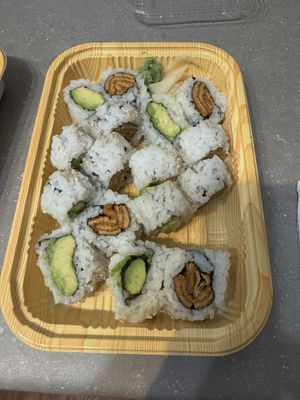 Inari rolls, avocado rolls  at Vegan Shoku in Vancouver