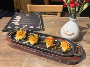 Eggplant salmon   at Vegan Shoku in Vancouver