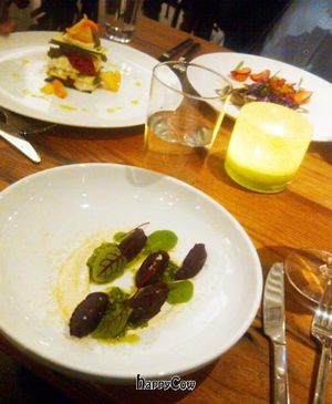 M.A.K.E.'s gourmet raw food 'lasagna', 'gnocci' and 'tacos'. Just incredible! at M.A.K.E. Raw Cuisine in Santa Monica