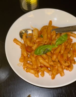 Pasta with red sauce and basil (soooo good)  at Positano - JW Marriott Marquis Hotel in Dubai