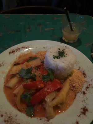 Cassava moqueca and passion fruit caipirinha  at Central Do Brasil in Bordeaux