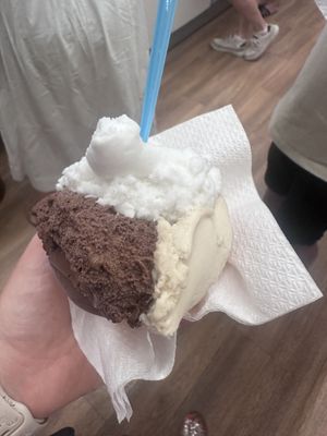 Chocolate, peanut and coconut   at El Monasterio Heladería Artesana in Sevilla