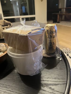 Carefully packaged to-go order  at REDWHITE BONELESS RAMEN - Studio City in Studio City