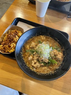 Miso ramen + truffle mac  at REDWHITE BONELESS RAMEN - Studio City in Studio City