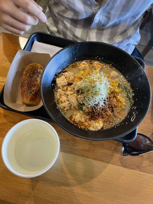 Truffle ramen + miso avocado  at REDWHITE BONELESS RAMEN - Studio City in Studio City
