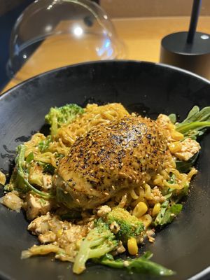 Sweet chili brothless ramen   at REDWHITE BONELESS RAMEN - Studio City in Studio City