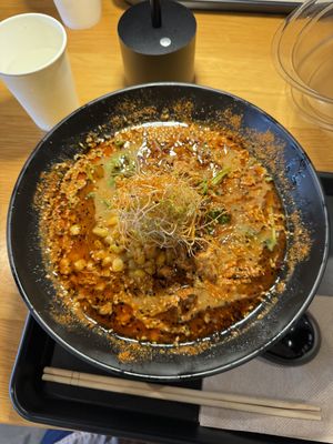 Red hot ramen  at REDWHITE BONELESS RAMEN - Studio City in Studio City