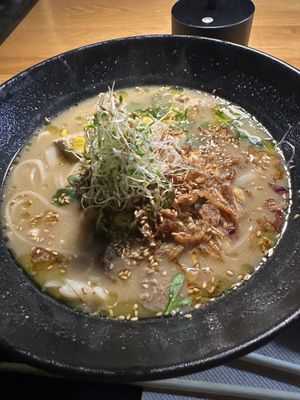 Truffle ramen (with gf rice noodles) #Veganuary at REDWHITE BONELESS RAMEN - Studio City in Studio City