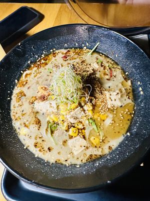 Yuzu ramen (with gf rice noodles) #Veganuary at REDWHITE BONELESS RAMEN - Studio City in Studio City