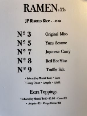 Menu  at REDWHITE BONELESS RAMEN - Studio City in Studio City