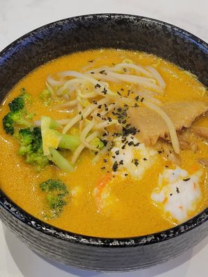 Signature Singapore Laksa no soy meat at SIN - Greendot Plus - Jewel in East Singapore