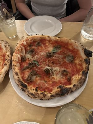 Vegan sausage pizza!  at Rudy's in Birmingham