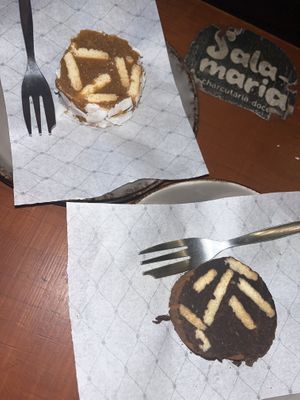 Chocolate and caramel/guava paste dessert ‘salami'  at Salamaria - Charcutaria Doce in Lisbon