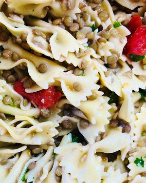 Roasted Garlic and Lentil Pasta Salad  at The Bread and Butter Shoppe in Greenwood