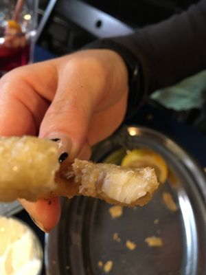 Inside of calamari  at B13 Bar in Madrid