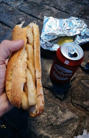 Vegan calamaro sandwich at B13 Bar in Madrid