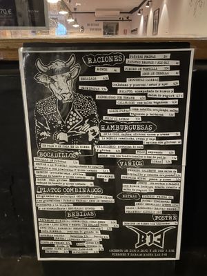 Menu sp  at B13 Bar in Madrid