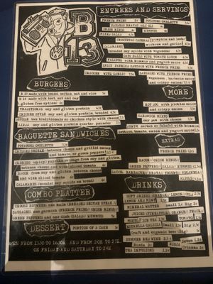 Menu in English   at B13 Bar in Madrid