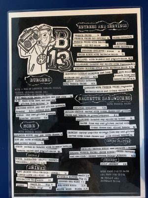 English menu  at B13 Bar in Madrid