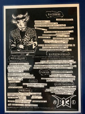 Spanish menu  at B13 Bar in Madrid