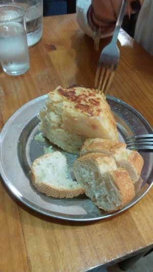 Pincho de tortilla. at B13 Bar in Madrid