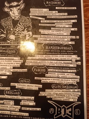 Carta en español at B13 Bar in Madrid