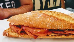 Bacon sandwich at B13 Bar in Madrid