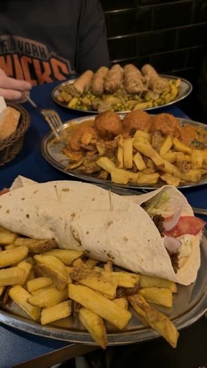 Vegan sausage, vegan meat balls and seitan durum. at B13 Bar in Madrid
