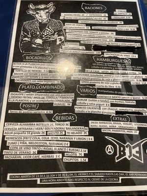 Menu  at B13 Bar in Madrid
