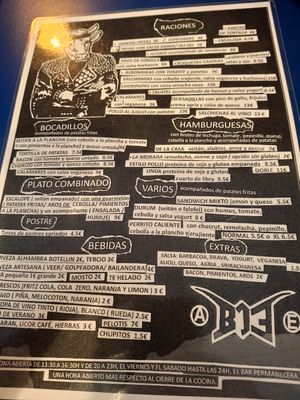 Menú at B13 Bar in Madrid