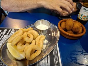 Calamares muy buenos, las croquetas de lujo at B13 Bar in Madrid