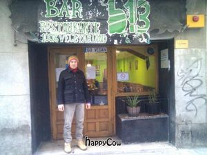 front of new place of B13 at B13 Bar in Madrid